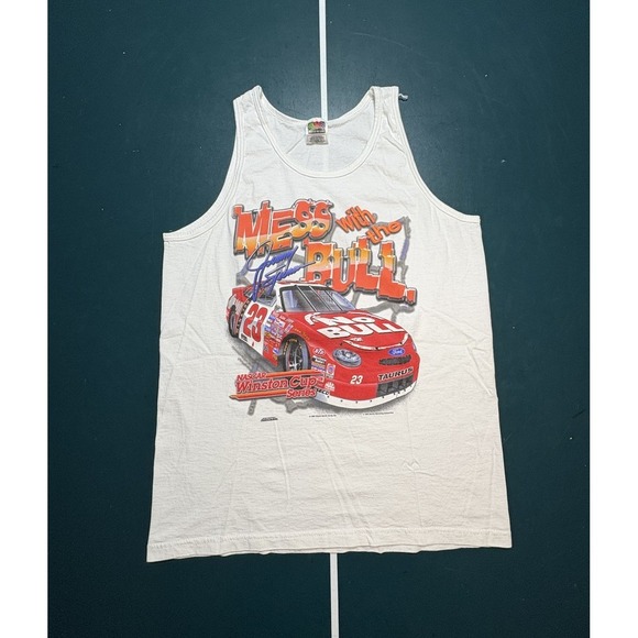 Vtg Winston Cup‎ Series Jimmy Spencer Mess With The Bulls Tank Top Shirt NASCAR - Picture 1 of 9